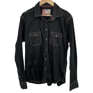 7 Downie Street Button Down Shirt Mens 6 Large Black